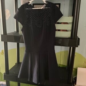 Elegant Navy Romper with Floral Lace